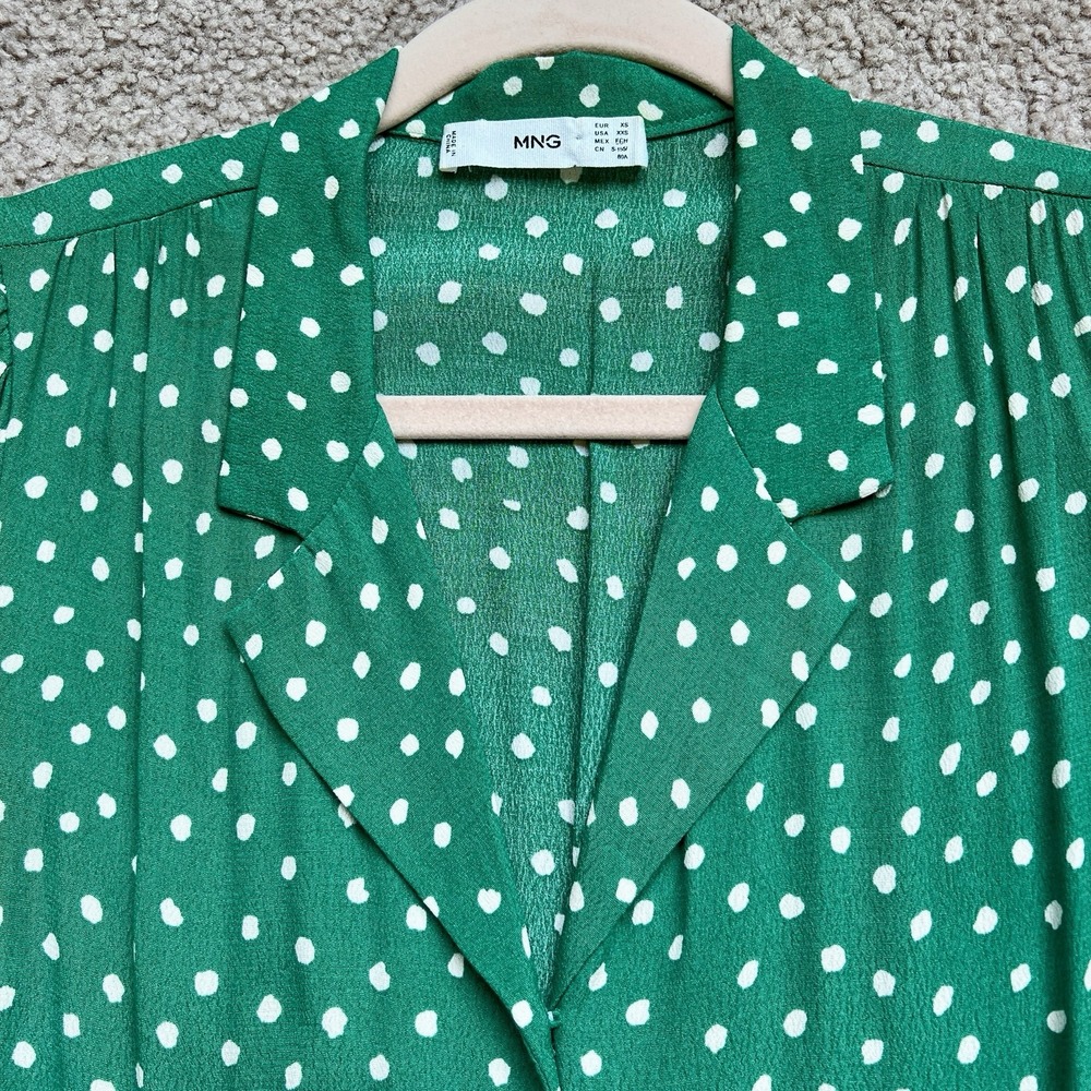 Mango Women's Short Sleeve Wide‎ Leg Polka Dot Jumpsuit Jungle Green Size XXS - Picture 3 of 13